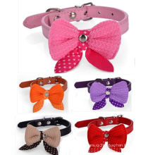 OEM PU Dog Collar with Bow-Tie for Promotional Gift